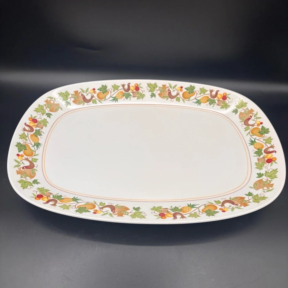 Noritake Homecoming Large Platter‎ Serving 9002 Bird Pineapple Fruit 11”x15 1/2”